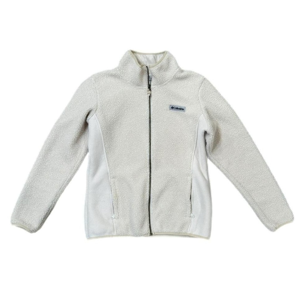Columbia Fleece Sherpa Jacket Full Zip Cream Off-White Women's Large